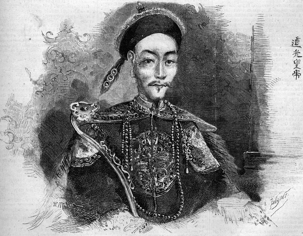 清朝の中国皇帝、トア・クワン（トア・クワンまたは大光）（1782-1850）の肖像。1859年11月19日付「Le Monde Illustré」136号に掲載された版画。 作： フランス語学校