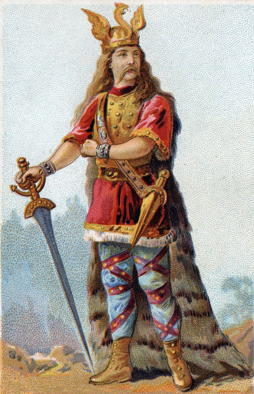 ガリア人の王Vercingetorix（前72-46）の肖像。1890年頃のクロモリトグラフ。 作： フランス語学校