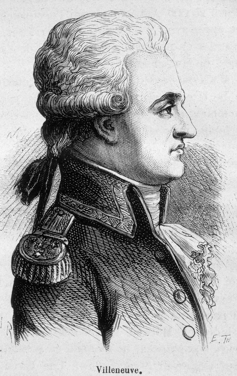フランスの提督ヴィルヌーブ（1763年～1806年）の肖像、彼はトラファルガーの戦いを始めて大失敗し、その後自殺した-アンリ・マルタンの「L