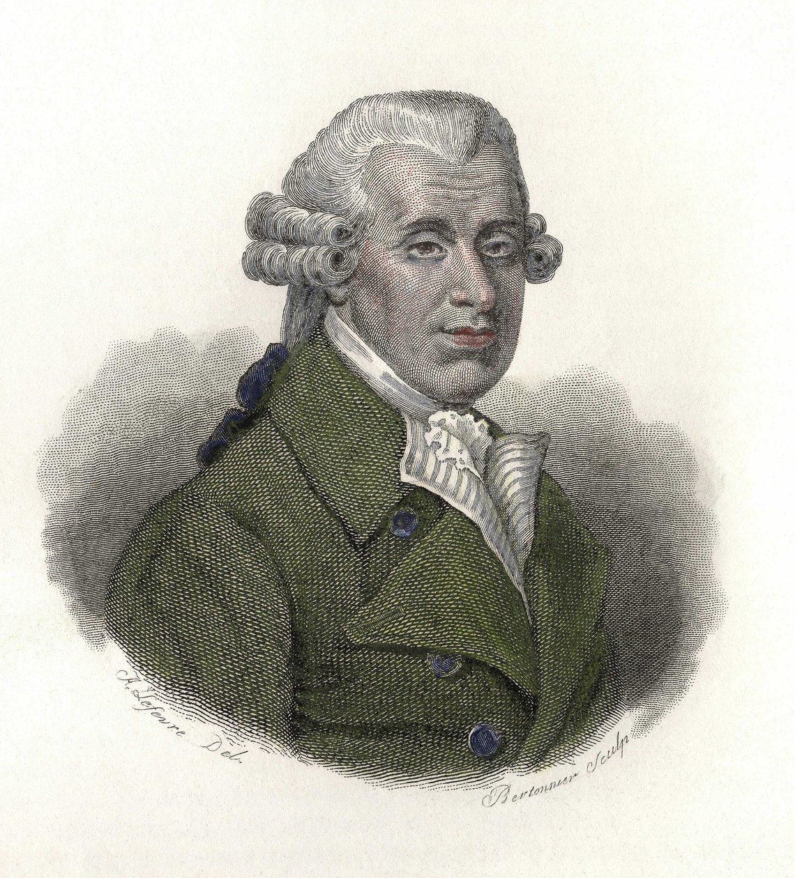 イギリスの医師、ウィリアム・ホーズ（1736-1808）の肖像。"Portraits of Useful Men "にて 作： フランス語学校