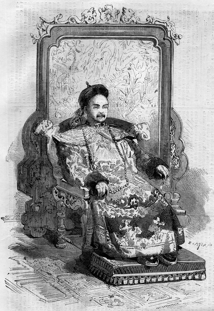 清朝の中国皇帝、献帝（1831-1861）の肖像。2月2日付「Le Monde