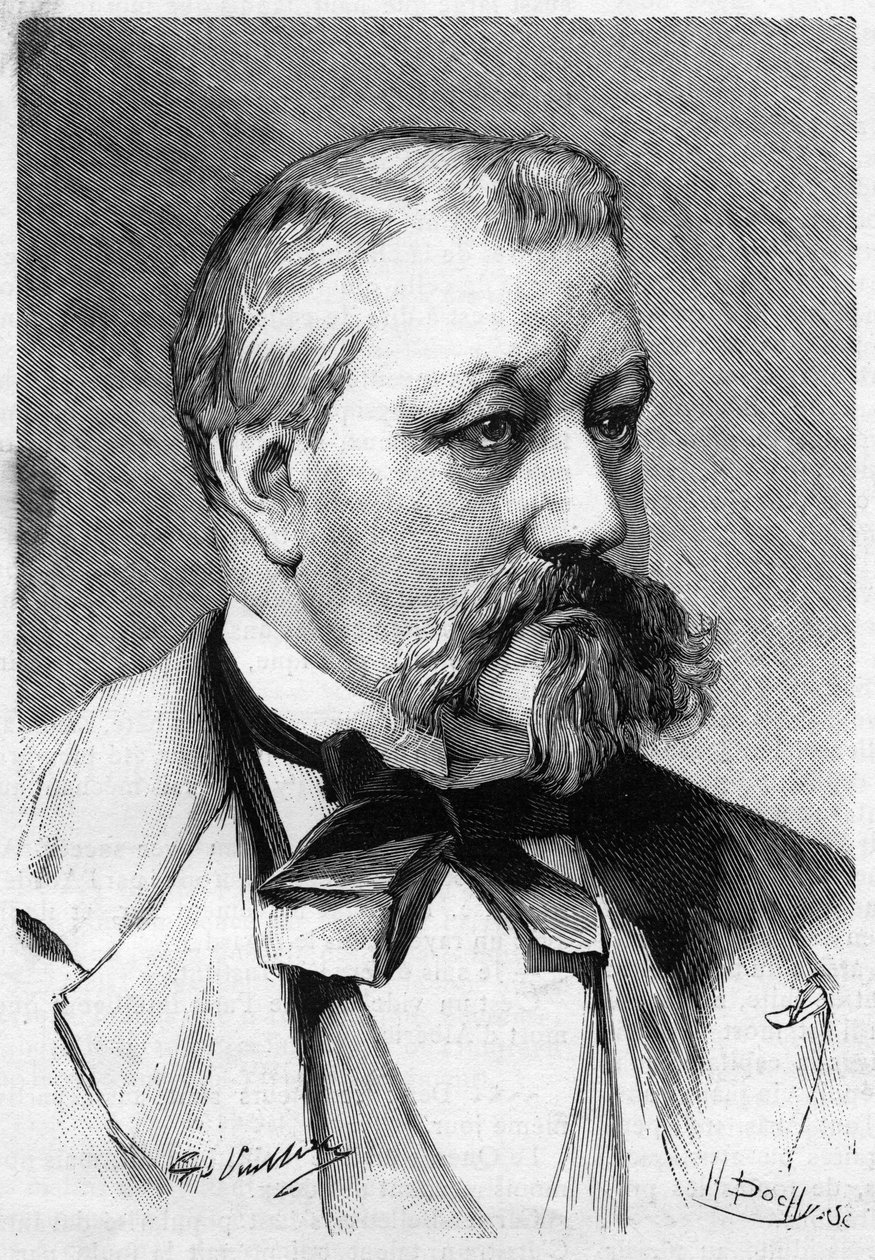 1887年、ジャーナリストで小説家のアルベリック・セカンド・ディケイドの肖像（『Le Monde Illustré』所収）。 作： フランス語学校