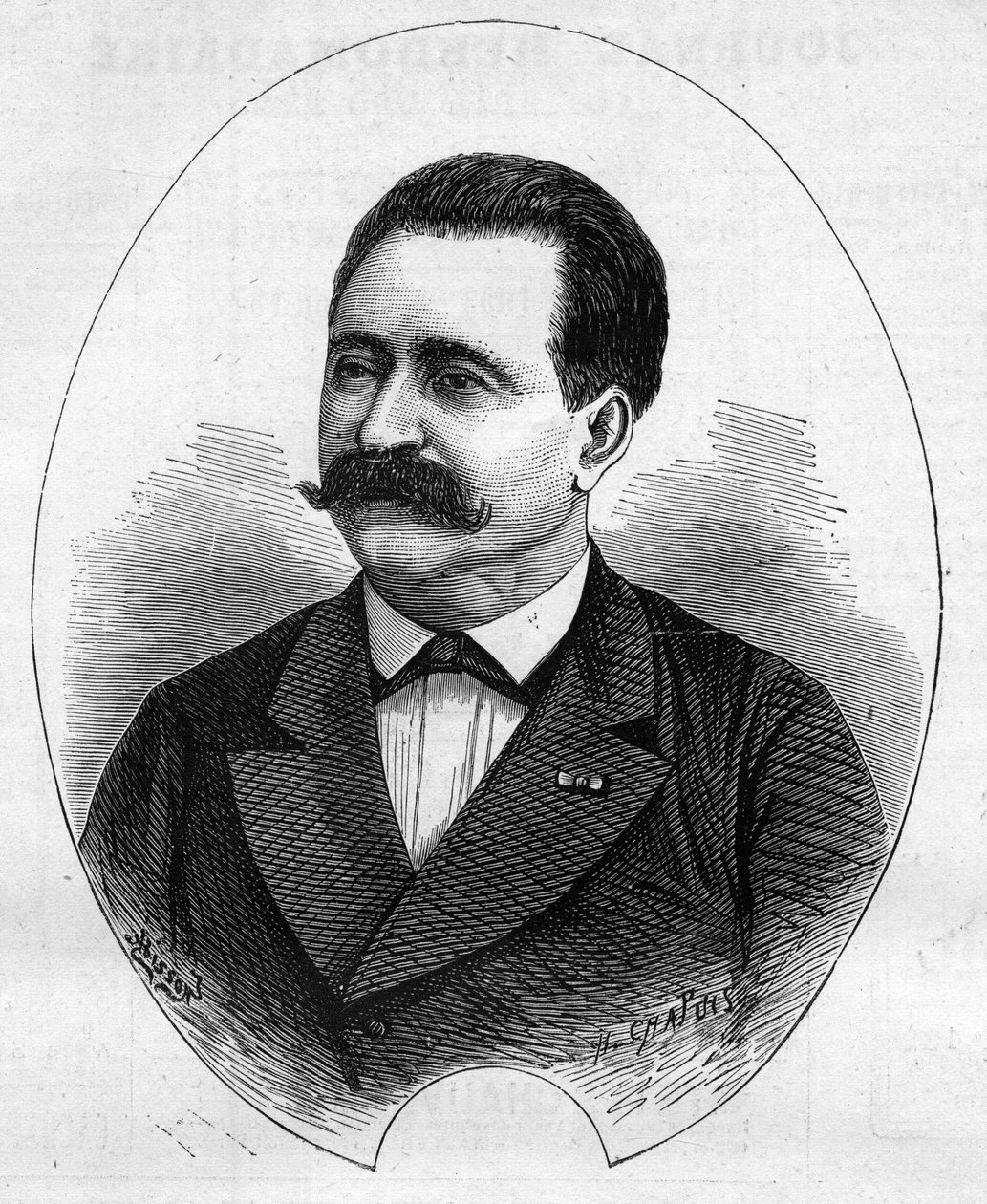 ニコライ博士」（Faure Nicolay、フランスのマジシャン）の肖像。1877年6月9日付「Le Monde Illustré」1052号に掲載された版画。 作： フランス語学校