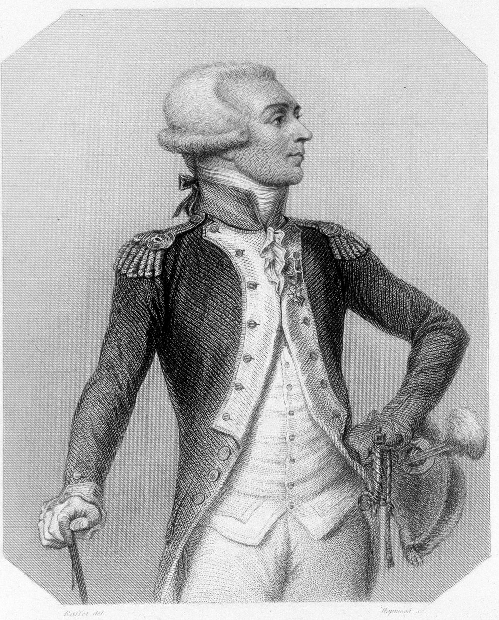 フランスの将軍であり政治家でもあったラ・ファイエット侯爵（1757-1834）の肖像。ラマルティーヌの「ジロンダンの歴史」にて 作： フランス語学校