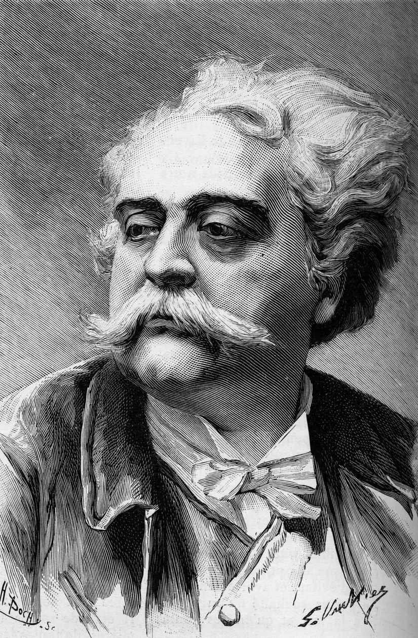 画家・彫刻家であるアルベール・アーネスト・キャリア・ベルーズ（1824-1887）の肖像（『Illustrous World 1887』所収）。 作： フランス語学校