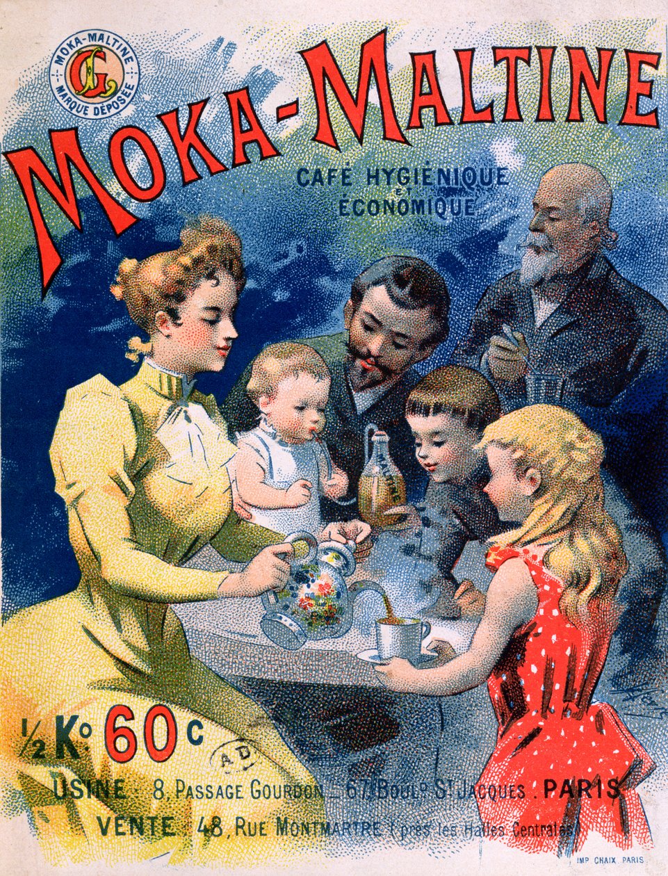 Moka-Maltineコーヒーの広告ポスター、1900年頃 作： フランス語学校