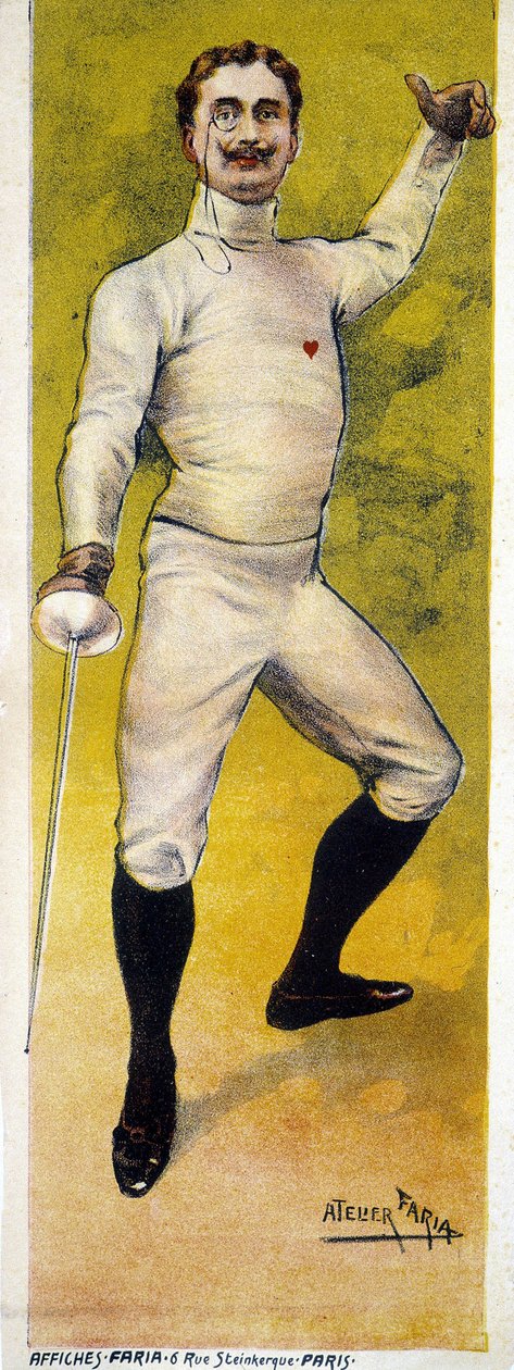 1898年、パリのファリア工房がデザインしたフェンシングのポスター。 作： フランス語学校