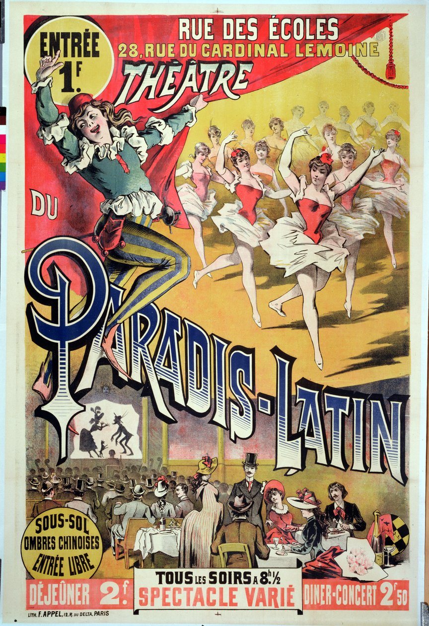 パラディラテン劇場のポスター、1880〜90年頃 作： フランス語学校