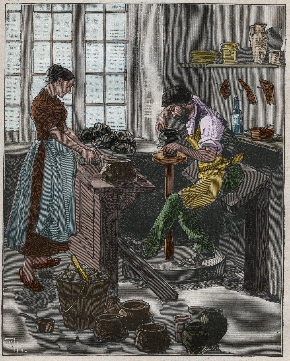 陶器：塔の上の花瓶を実行する陶器。フランス 作： フランス語学校