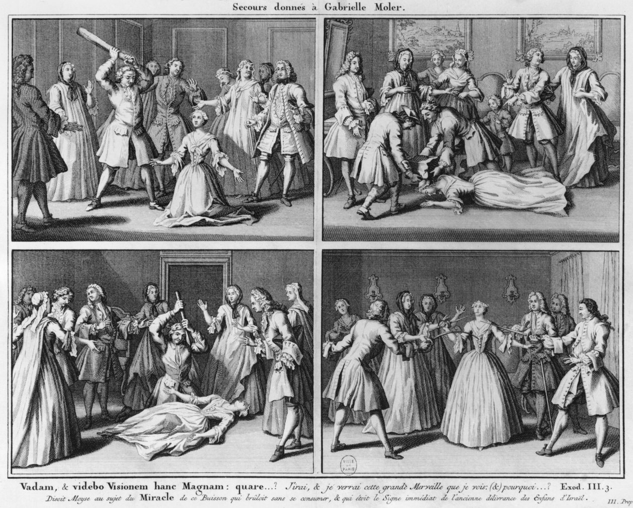 ガブリエルモレへの援助の実践、パリのM.ドパリの奇跡の図...バイLouis Basile Carre de Montgeron（1686-1754）1747、Cologne 作： フランス語学校