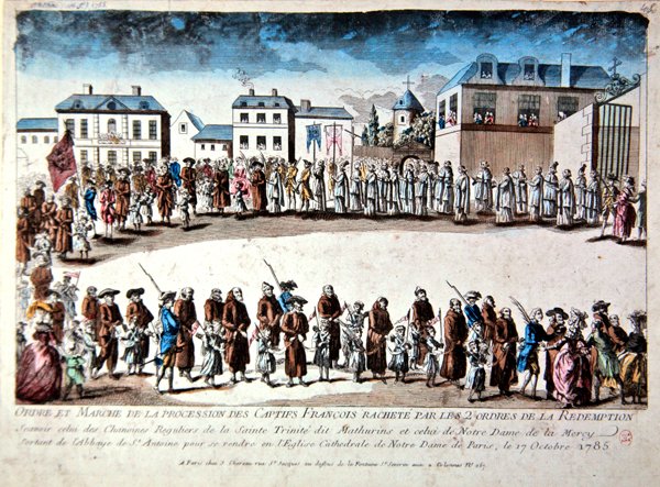 アルジェリアで身代金を支払って解放されたフランス人囚人のパリでの行列 作： フランス語学校