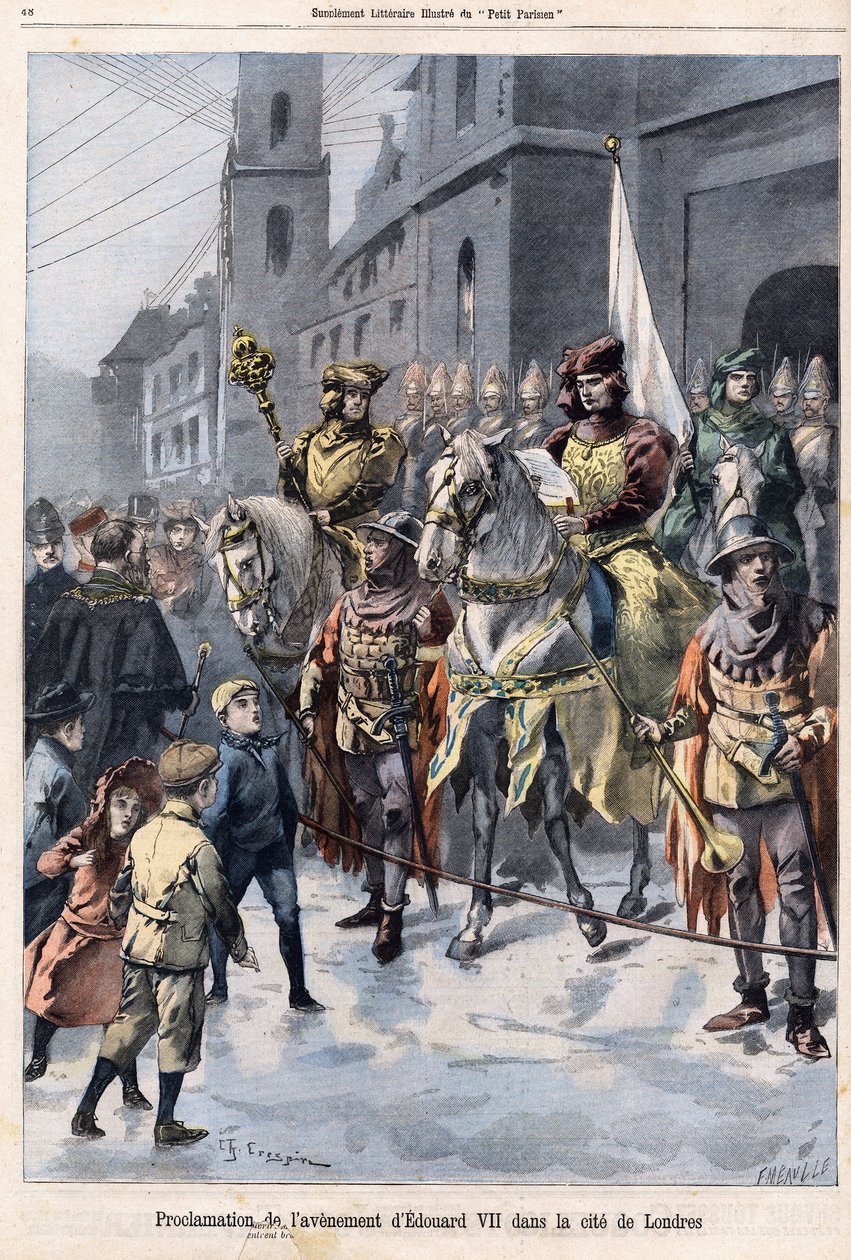 1月22日にヴィクトリア女王が亡くなった日に、英国王エドワード7世（1841-1910）の未来を宣言する 作： フランス語学校