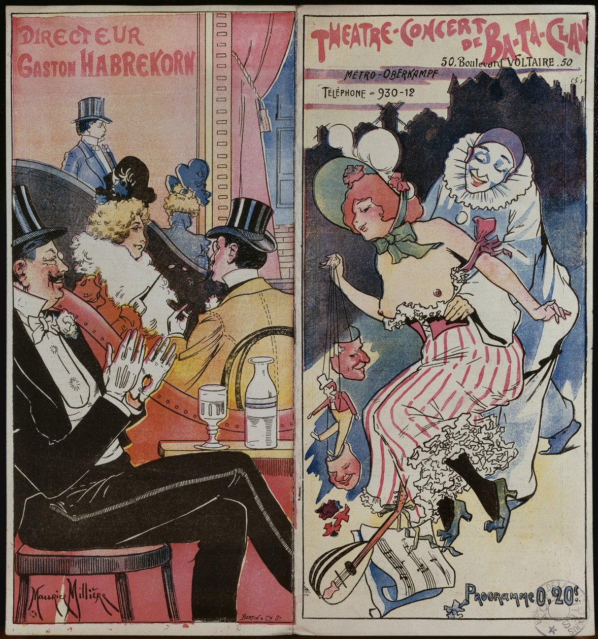 バータクランカフェコンサートのプログラム、1905年頃 作： フランス語学校