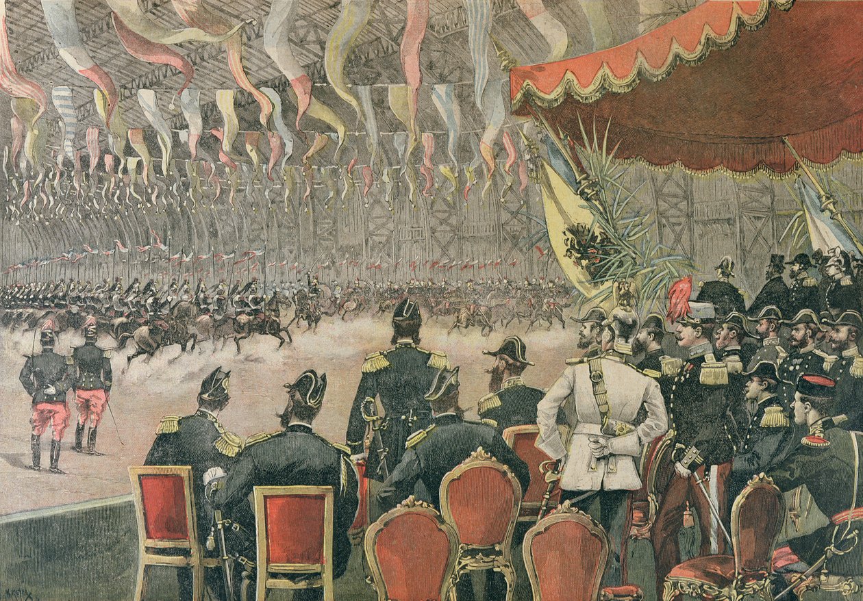 パリでの皇帝アレクサンドル3世（1845-1894年）のレセプション、イラスト（ルプティジャーナル、1893年11月） 作： フランス語学校