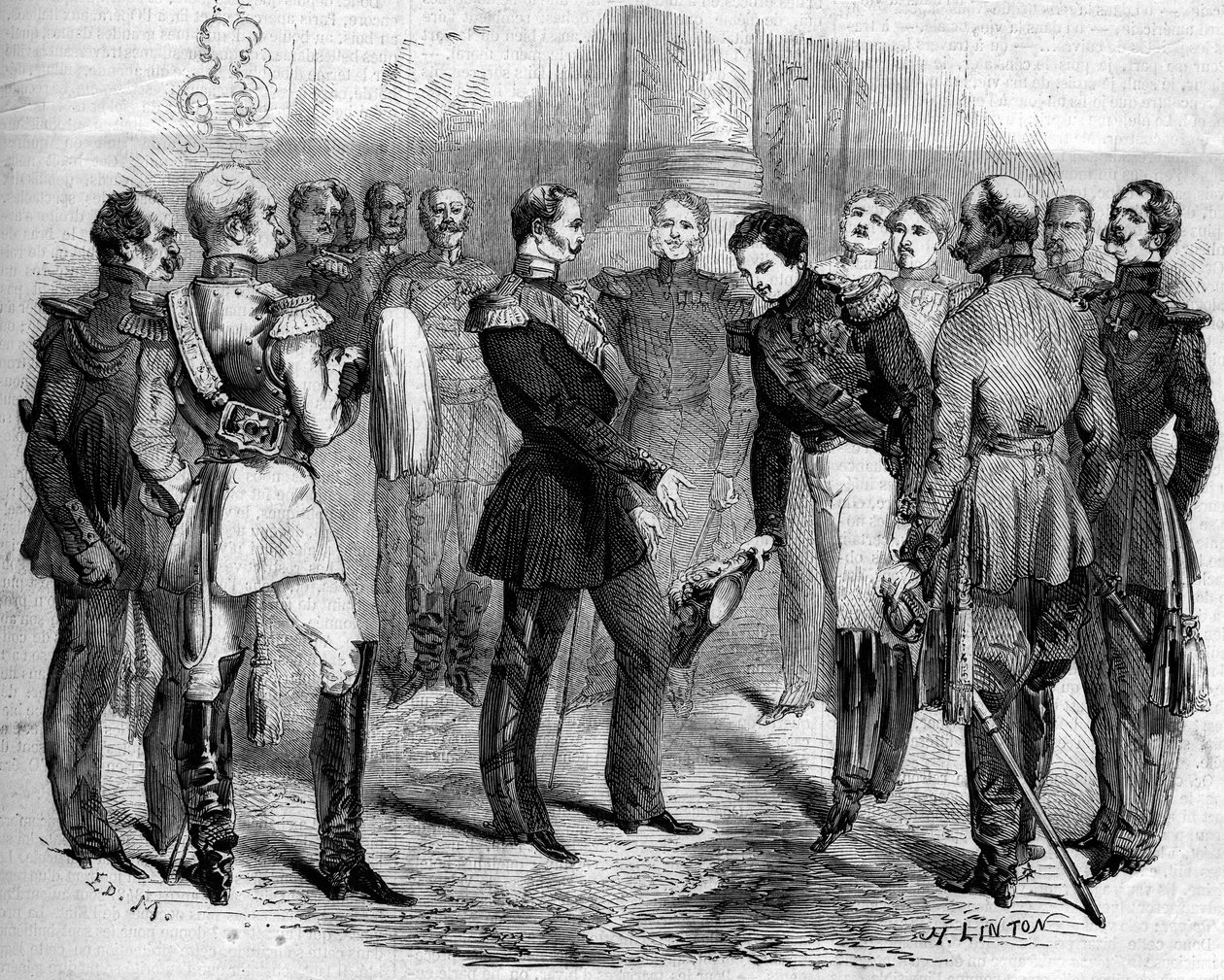 フランス皇帝ナポレオン3世（1808-1873）とロシア皇帝アレクサンドル2世（1818-1881）のワルシャワ（ポーランド）でのレセプション 作： フランス語学校