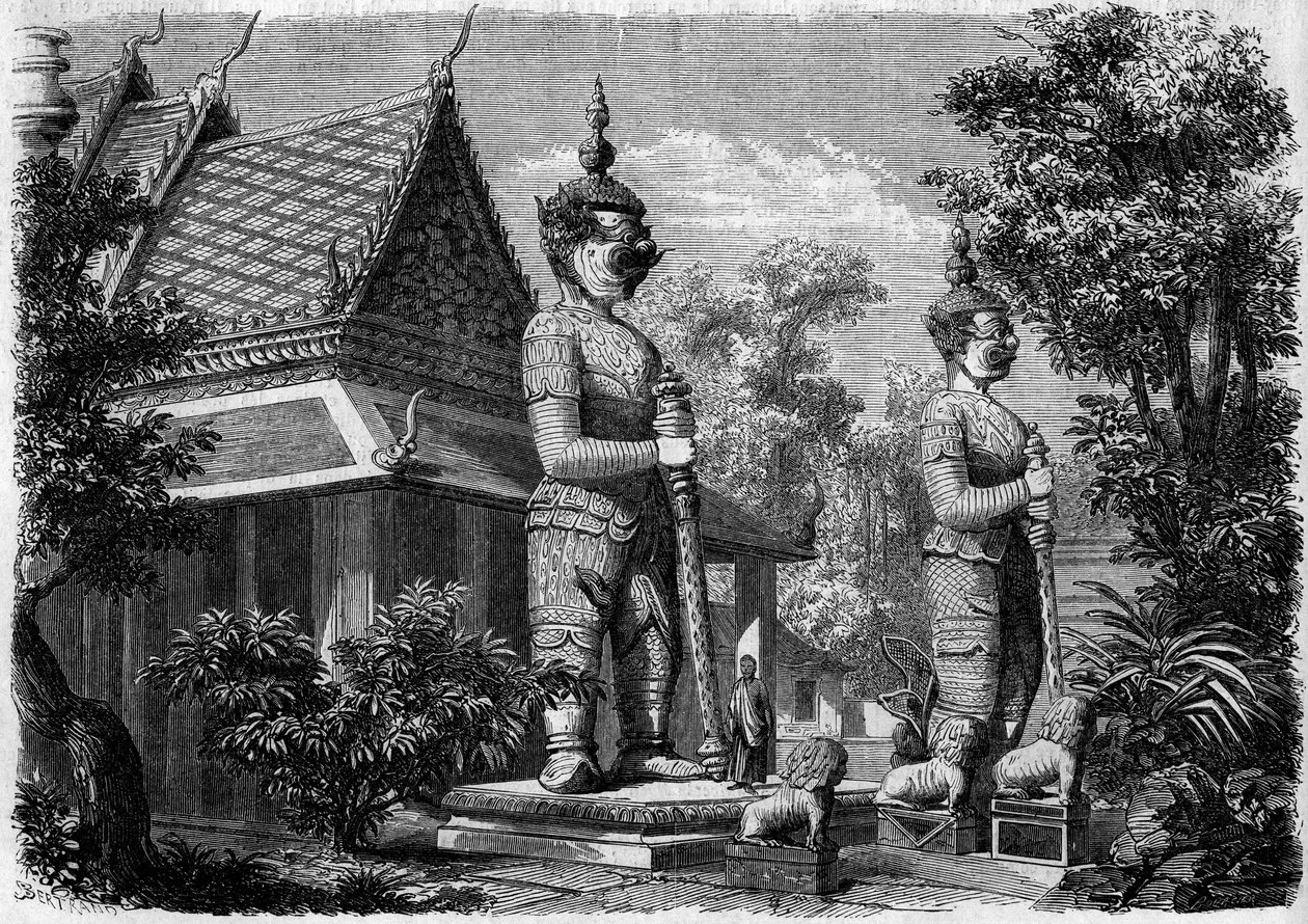 宗教建築：1861年、バンコク（シャム）のパゴダの外観。1861年7月20日付「Le Monde Illustré」223号に掲載された図版。 作： フランス語学校