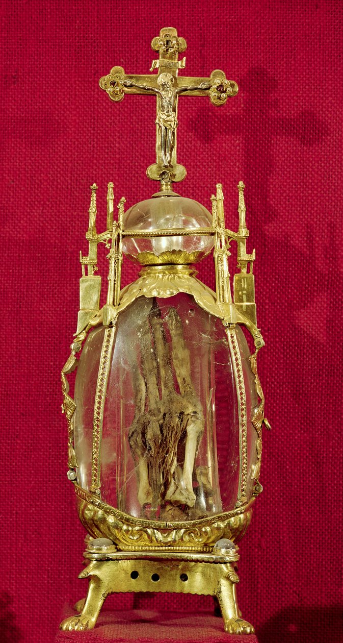聖アタリア（c.697-741）の手を含む聖遺物箱（銅、金色の銀、水晶） 作： フランス語学校