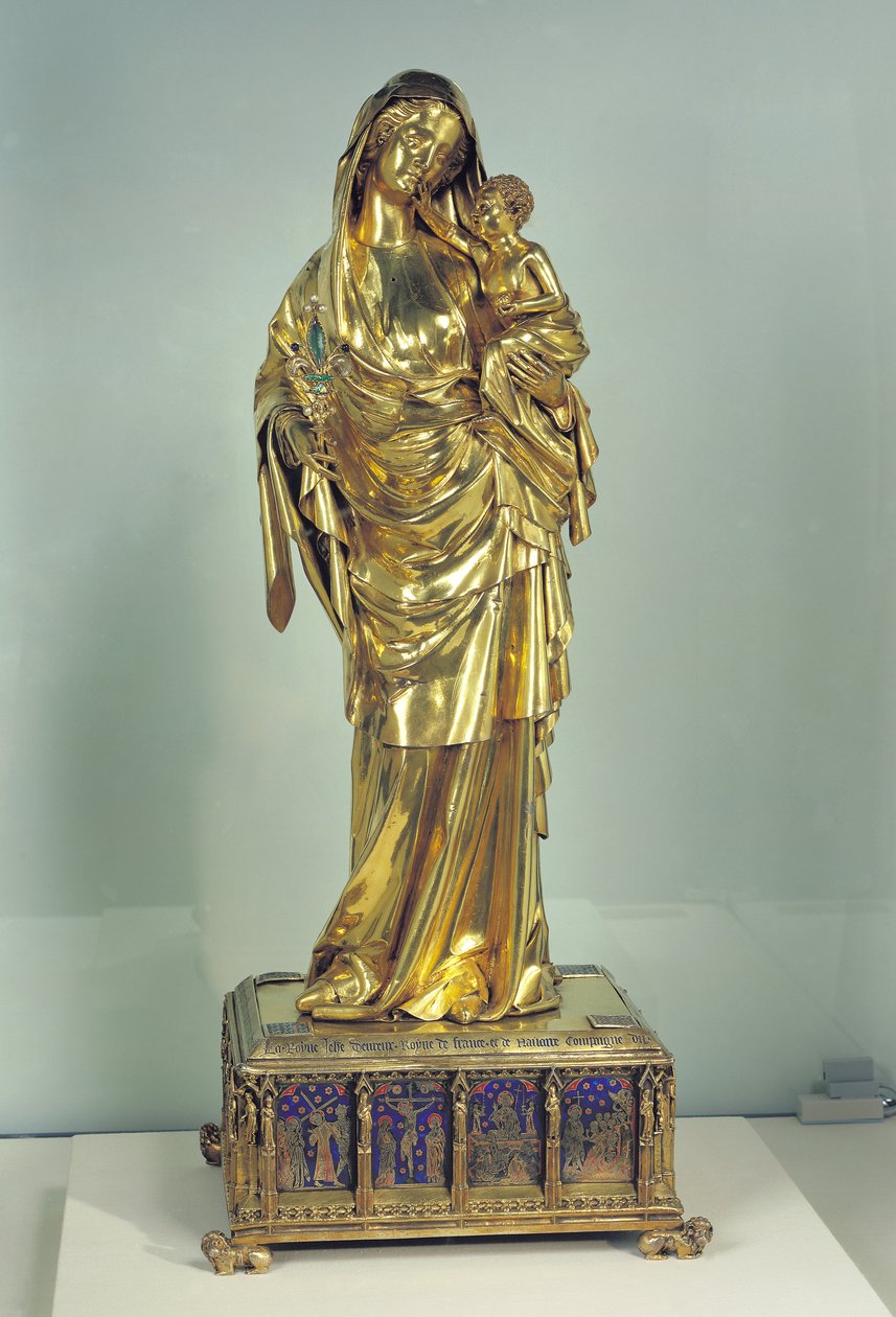 ジャンヌ・デヴルーの聖母の聖遺物箱、c、1324-29（ゴールド＆シルバー）（詳細は110882を参照） 作： フランス語学校