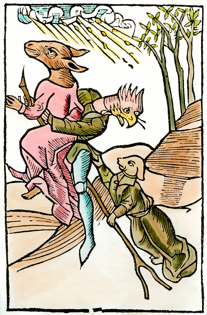 ウルリッヒ・モリトールがヨハン・プリュス（1488年〜1493年頃活躍）の編集により作成した悪魔学貿易「De lamiis et phitonicis mulieribus」（Des witches et des devineresses）から引用した悪魔と子守唄の表現。1499.パリ装飾美術 作： フランス語学校