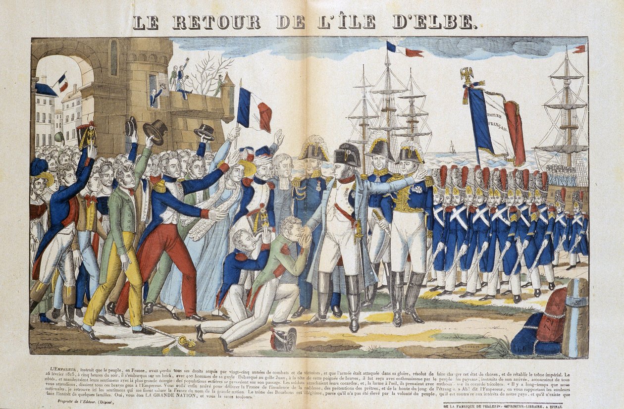 ナポレオン・ボナパルト（1769-1821）が1815年にエルバ島に亡命した際の帰還。エピナルの写真 作： フランス語学校