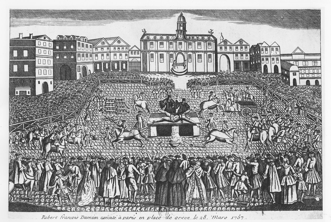 1757年3月28日、パリのグレーヴ広場でロバートフランソワダミアンが処刑された 作： フランス語学校
