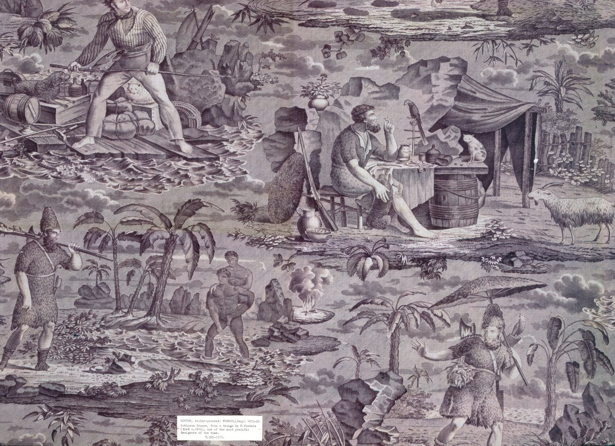 ロビンソンクルーソー、F。ピータースによるデザイン、c.1815-20（ローラープリントコットン） 作： フランス語学校