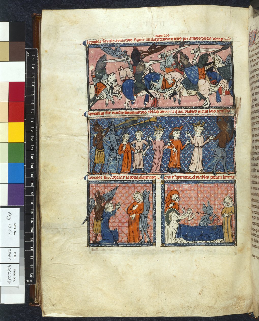 Royal 19 C. 1、f.204v Diabolic Temptations、「Le Breviari d