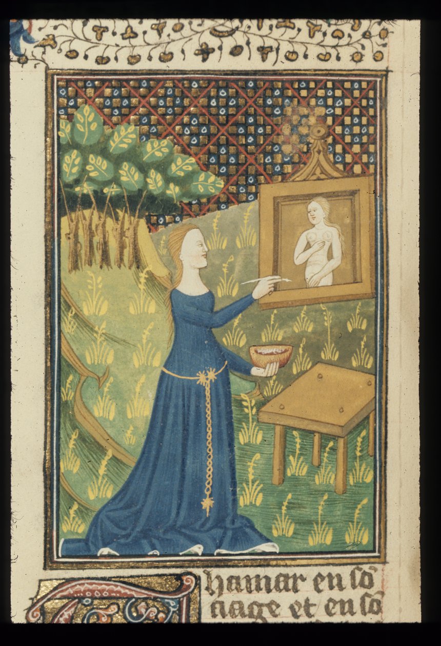 ロイヤル MS 16 G V f.068v ジョヴァンニ・ボッカッチョ作、1440 年頃の無名のフランス語訳による「De claris mulieribus」のページ (Le livre de femmes の貴族とレノメ) 作： フランス語学校