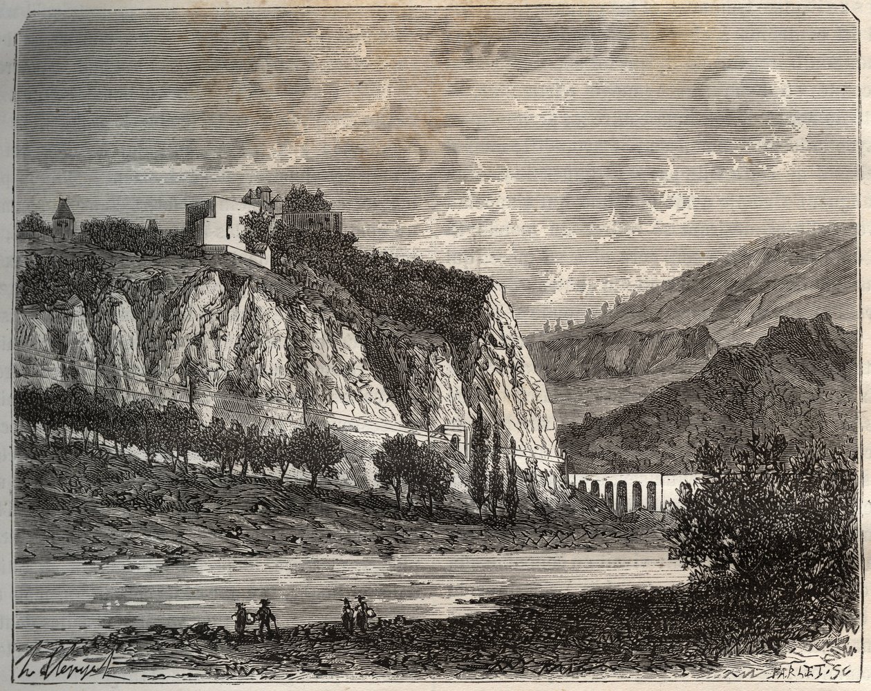 Saint-Paul-en-Cornillon (Saint Paul en Cornillon) - Loire, in Rhone-Alpes region - V.-A. Malt-Brownによる "La France illustree: geography, history, statistical administration "に掲載された彫刻。Malt-Brown著「La France illustree: geography, history, statistical administr 作： フランス語学校