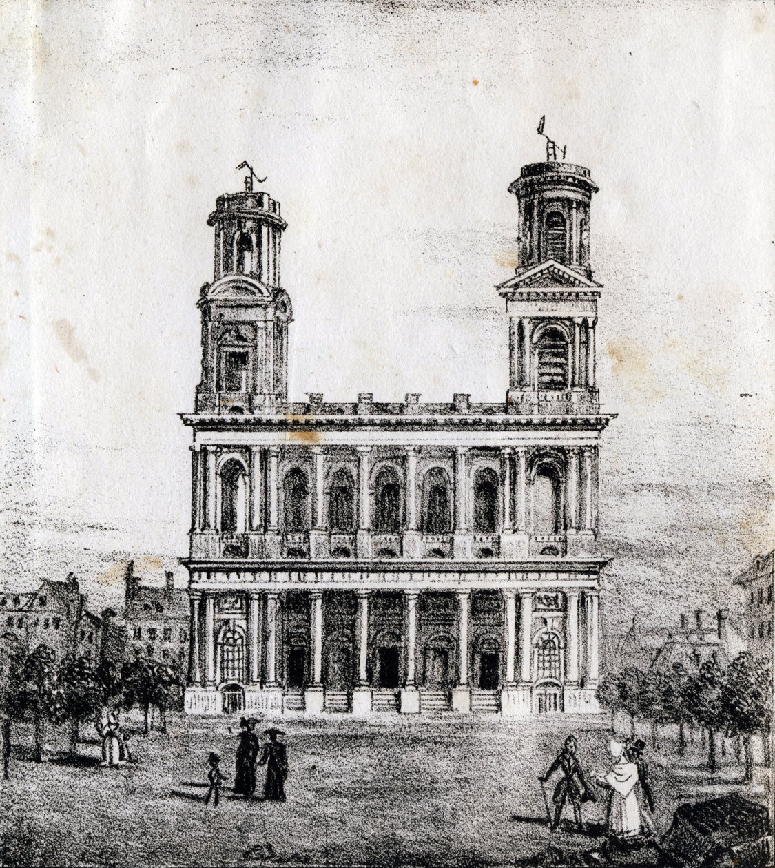 サン・スルピス教会（パリ） - "Alphabet Picturesque des Monumens de Paris" c.1840 (carving) 作： フランス語学校