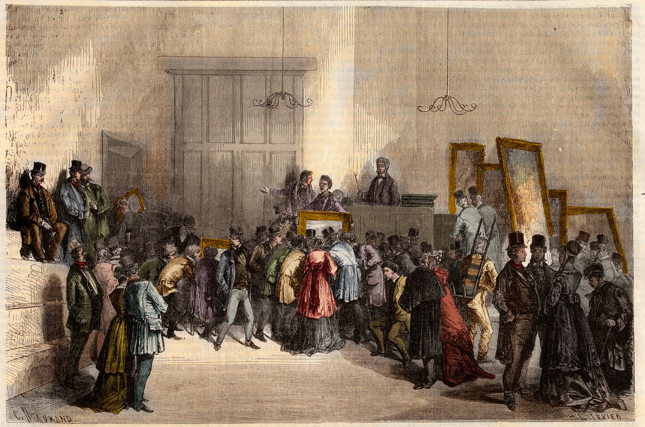 1868年にパリの競売人ホテルで行われた絵画の販売。"L