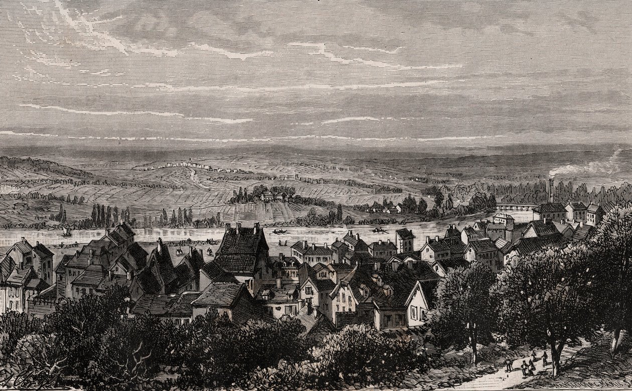 Sarreguemines - Moselle - V.A. Malt-Brownによる「La France illustree: geographie, histoire, administration statistique」に掲載された彫刻。1884 作： フランス語学校