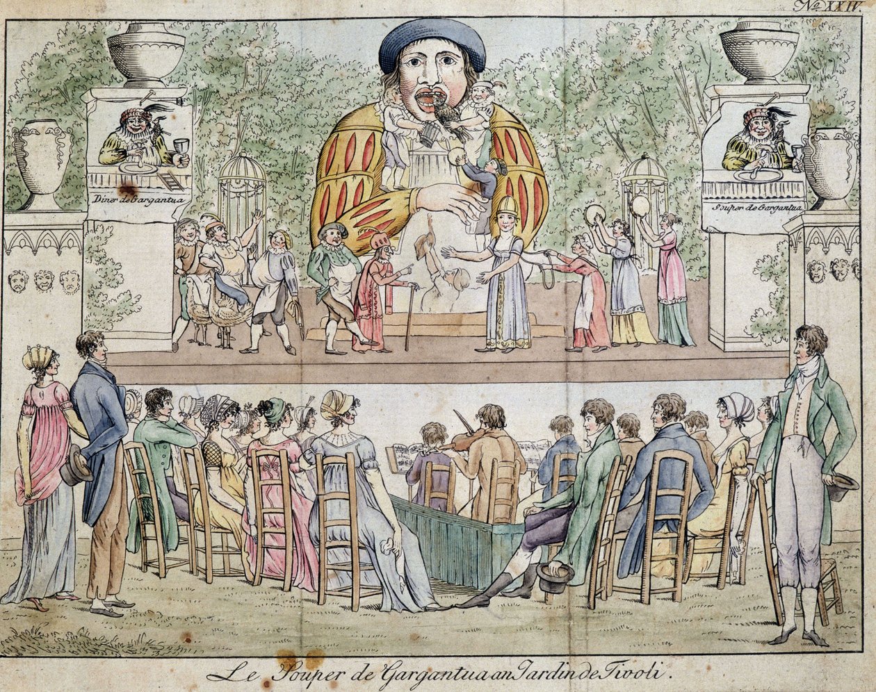 ガルガンチュアの晩餐会のシーン、チボリの庭園のアトラクション、1805年頃。 作： フランス語学校