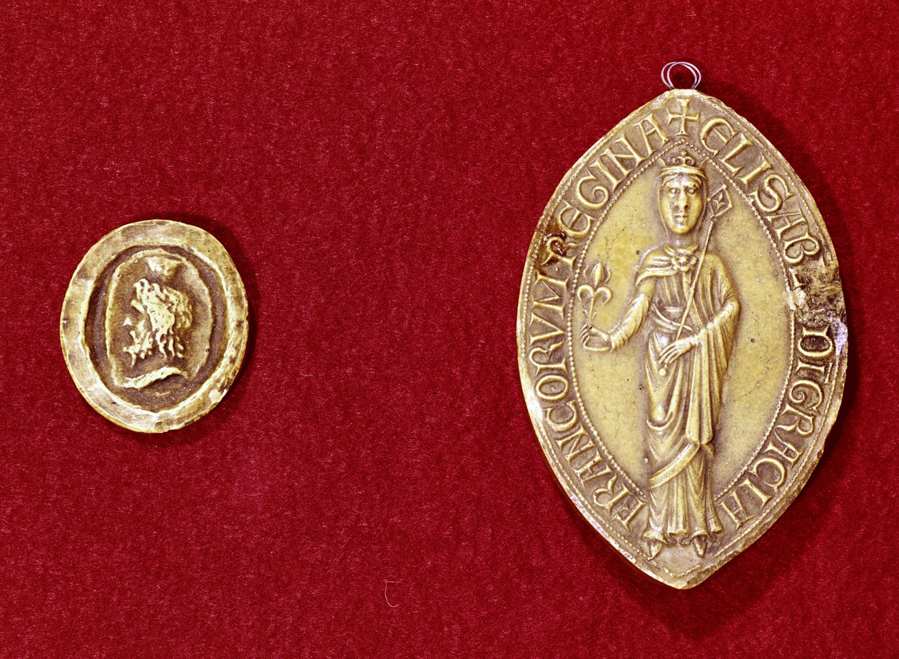 皇帝シャルルマーニュ（742-814）とハイノーのイザベル女王（1170-c.1190）の印章 作： フランス語学校