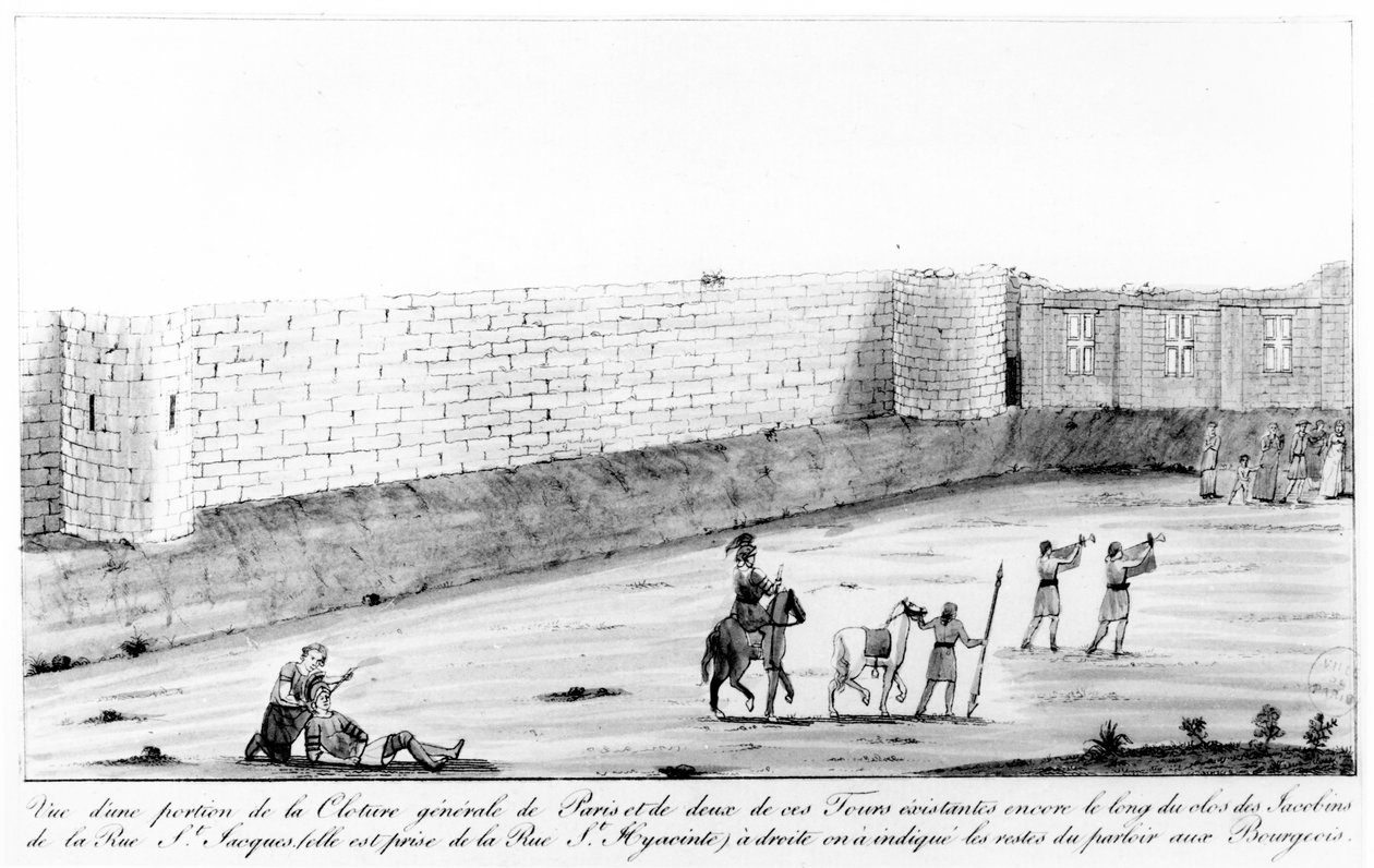 18世紀後半、フィリップ2世のオーギュストの命令により1190年から1209年の間に建設されたパリ右岸の市壁の一部（紙のトイレ） 作： フランス語学校