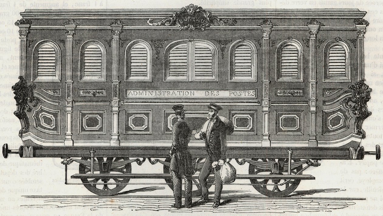 郵便業務-救急局の外観-Edmond Texier 1852年の "Tableau-de-Paris "に掲載されたエングレービング。 作： フランス語学校