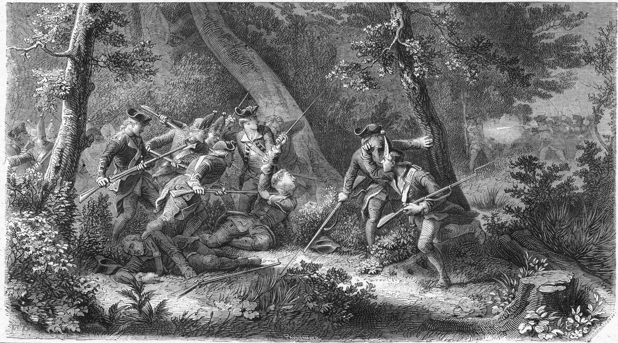七年戦争（1756年～1763年）：アサスの騎士として知られるルイ・ダサ・デュ・メルクー（1733年～1760年）、フランス人大尉の死、10月16日 作： フランス語学校