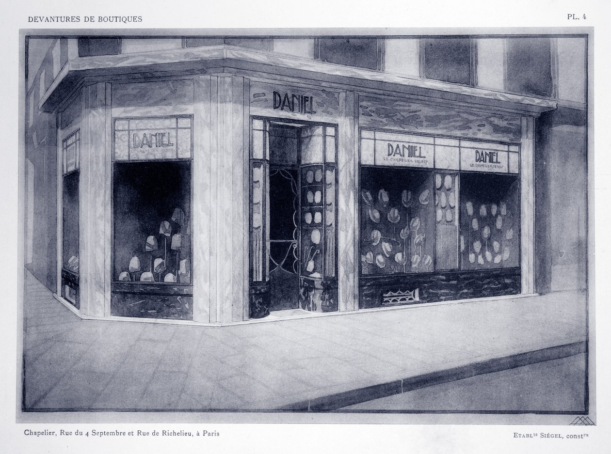 ショップフロント、プレート4、1927年パリ、ルイピエールセジールによるDevantures de Boutiquesのイラスト 作： フランス語学校