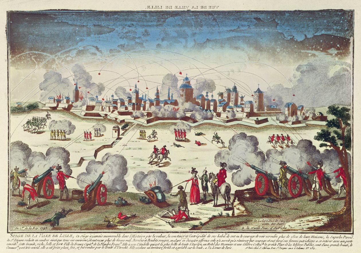 アルベール・ド・サックス＝テッシェンによるリールの包囲と砲撃、1792年9月〜10月（彩色済み彫刻 作： フランス語学校
