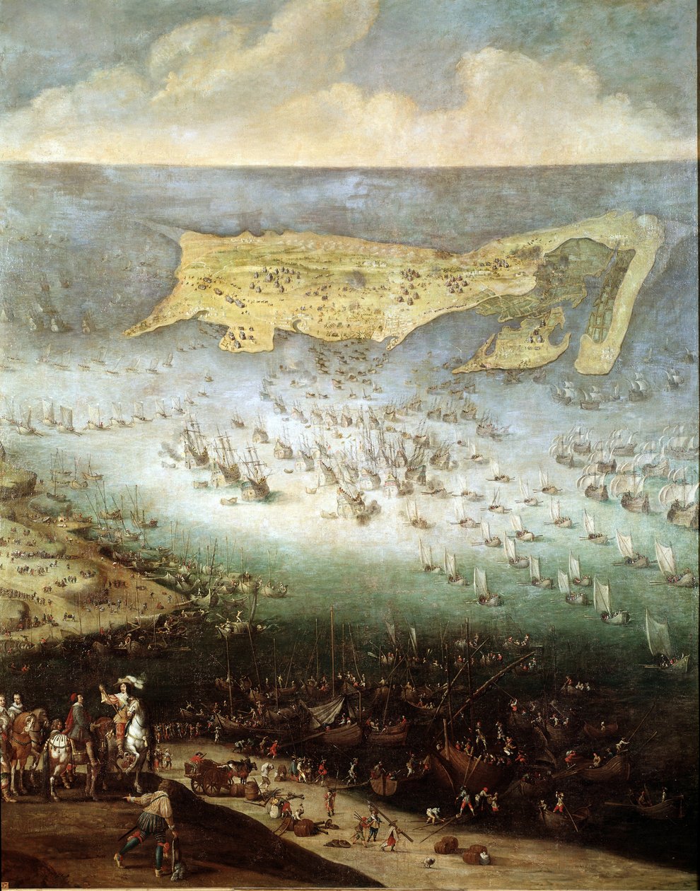 1627年に行われたイル・ド・レのサン・マルタン城塞の包囲（絵画、1640年頃 作： フランス語学校