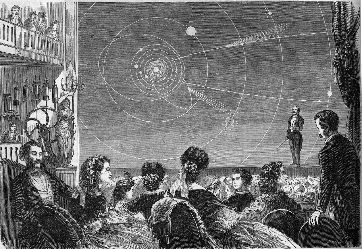 アンリ・ロバン（1803年頃～1874年）によるパリのロビン劇場での天文学ショー 作： フランス語学校