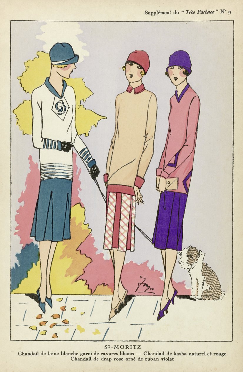 サンモリッツ、『Tres Parisien』より、1925年発行（ポショワール版画） 作： フランス語学校