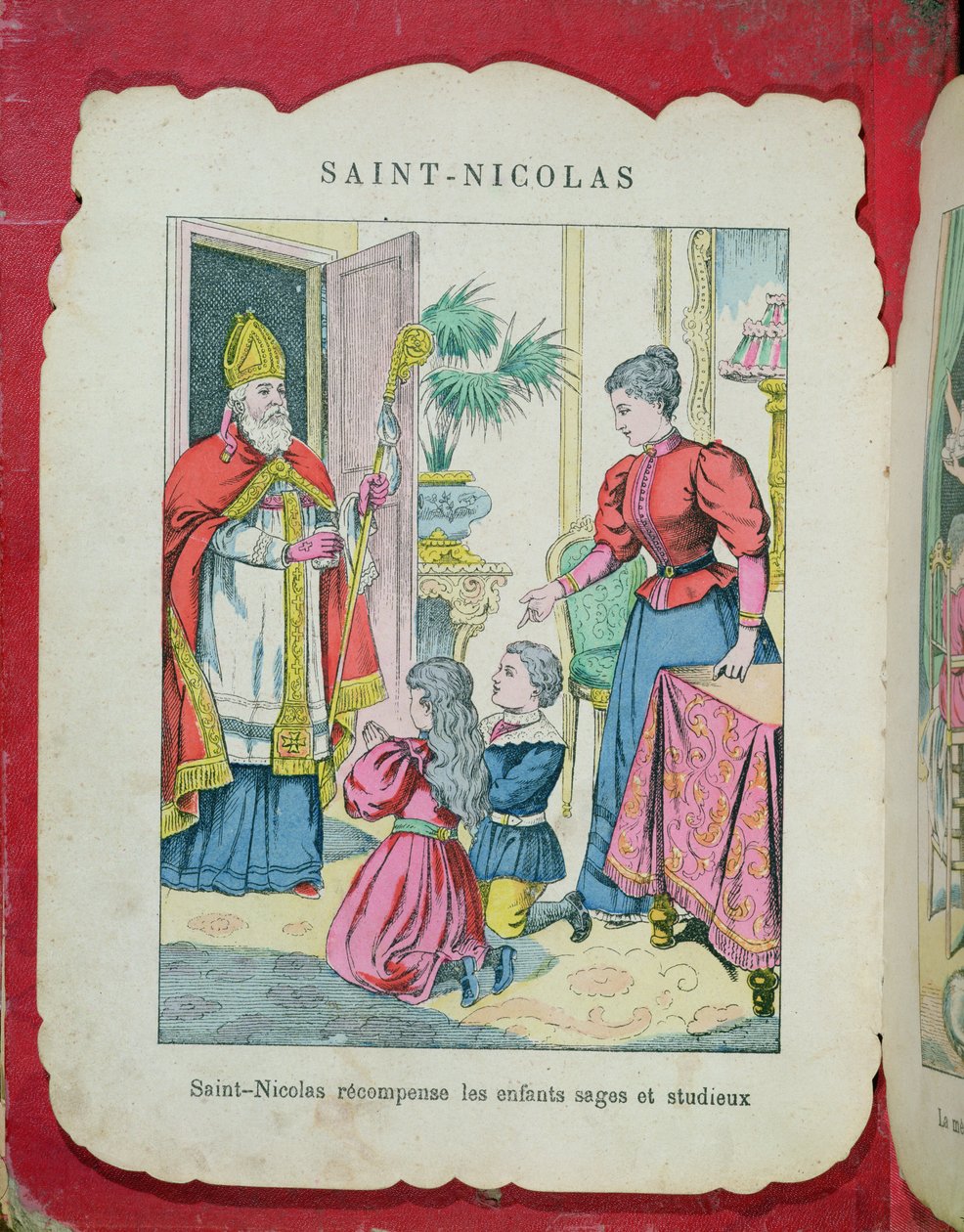 礼儀正しく勤勉な子供たちを訪ねる聖ニコラス、1880年頃 作： フランス語学校