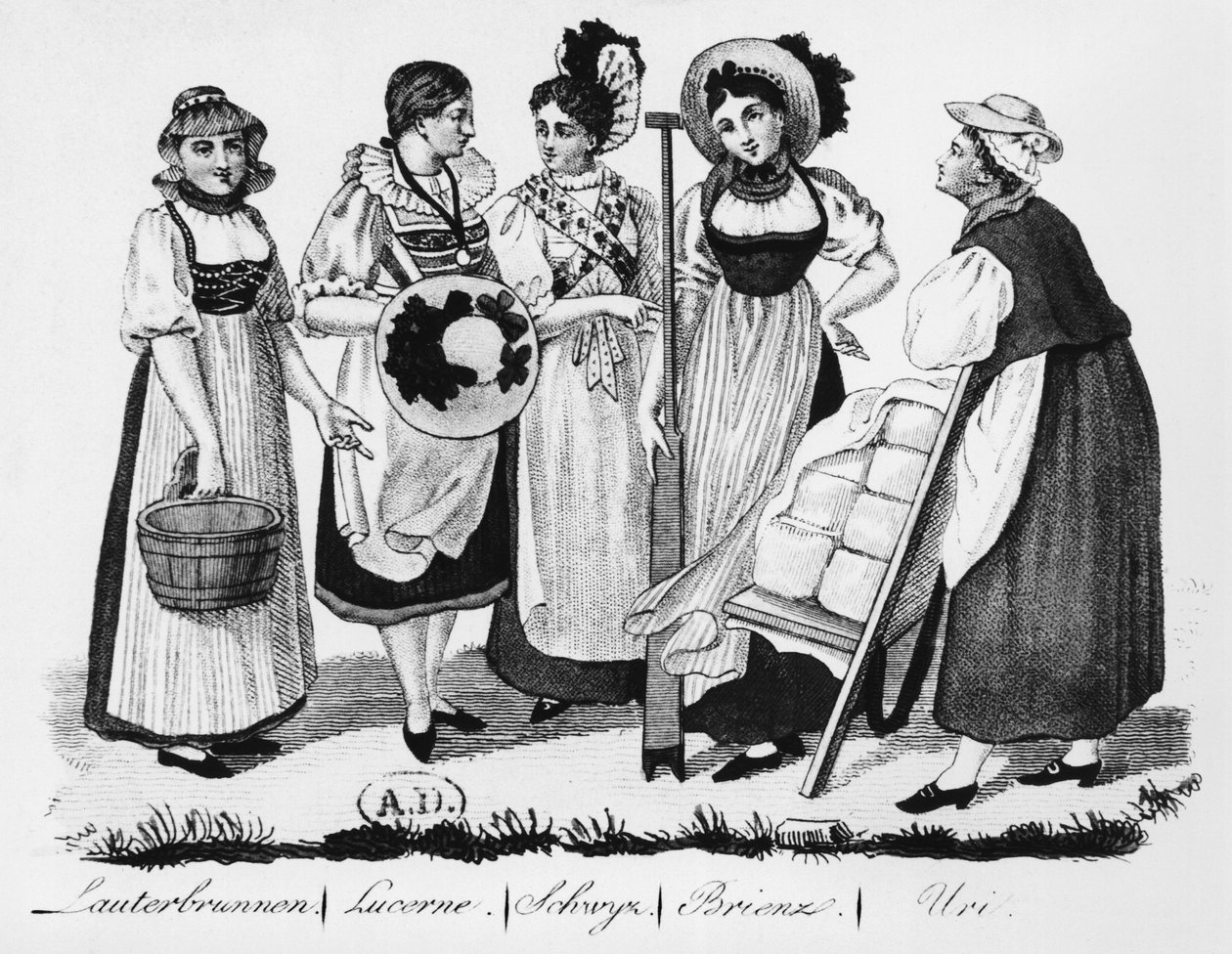 伝統的な衣装を着たスイス人女性 作： フランス語学校