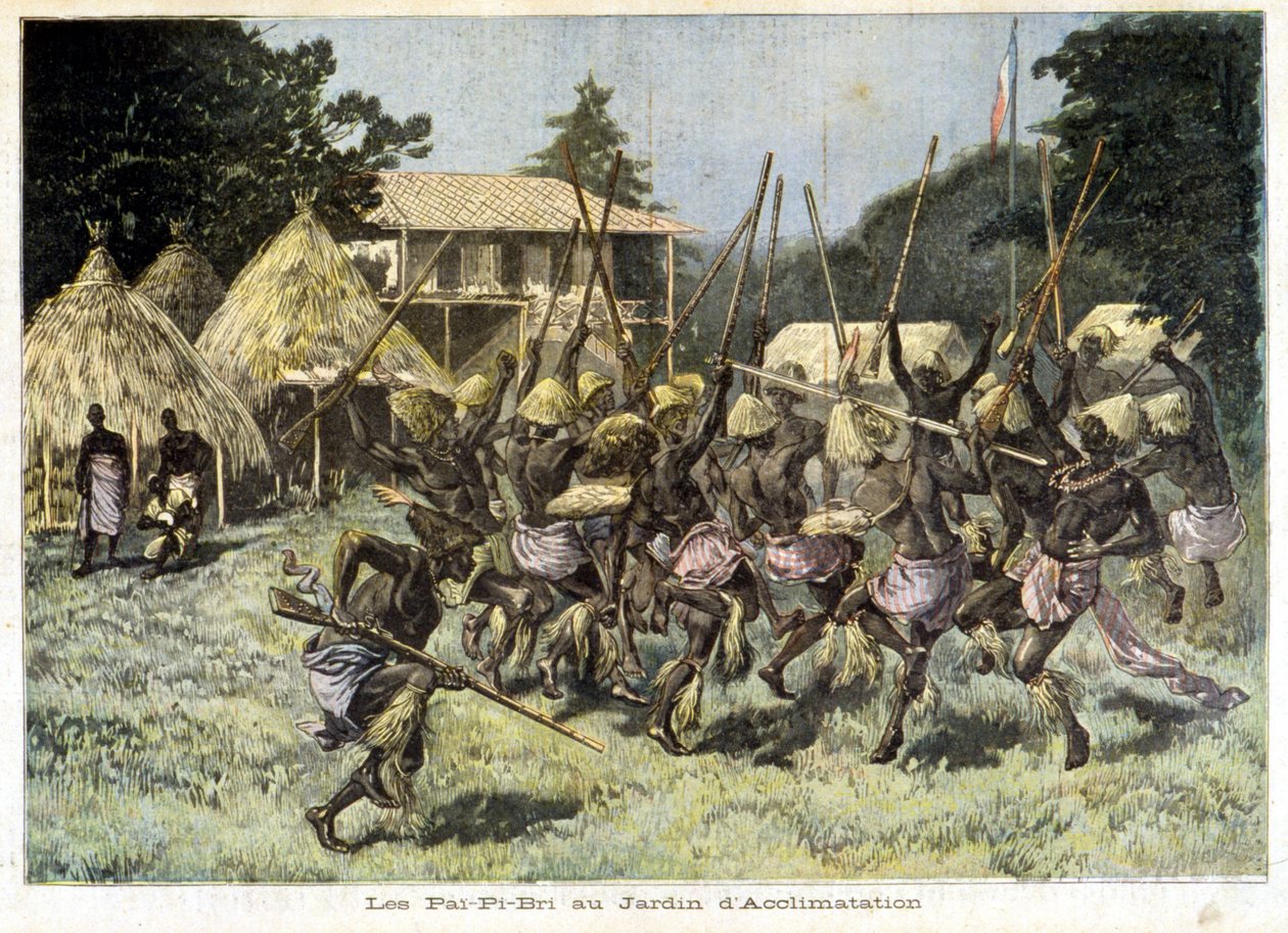 馴化園でのアフリカ人のパイ・パイ・ブリ - 1893年08月05日の「Le Petit Journal」に掲載（彫刻 作： フランス語学校