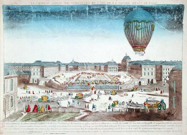 フランソワ・ピラトル・ド・ロジエ（1754-96）の気球旅行（6月23日、ヴェルサイユ宮殿上空にて 作： フランス語学校