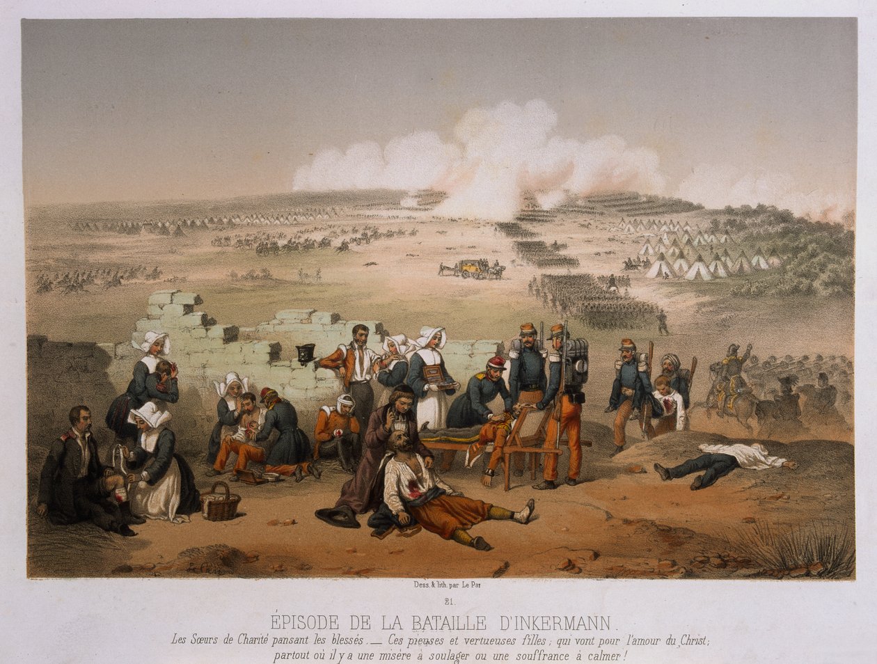 1856年11月5日、クリミア半島の戦争からのInkermannの戦い、1856年、パリ、Lemercier et Cieから出版 作： フランス語学校