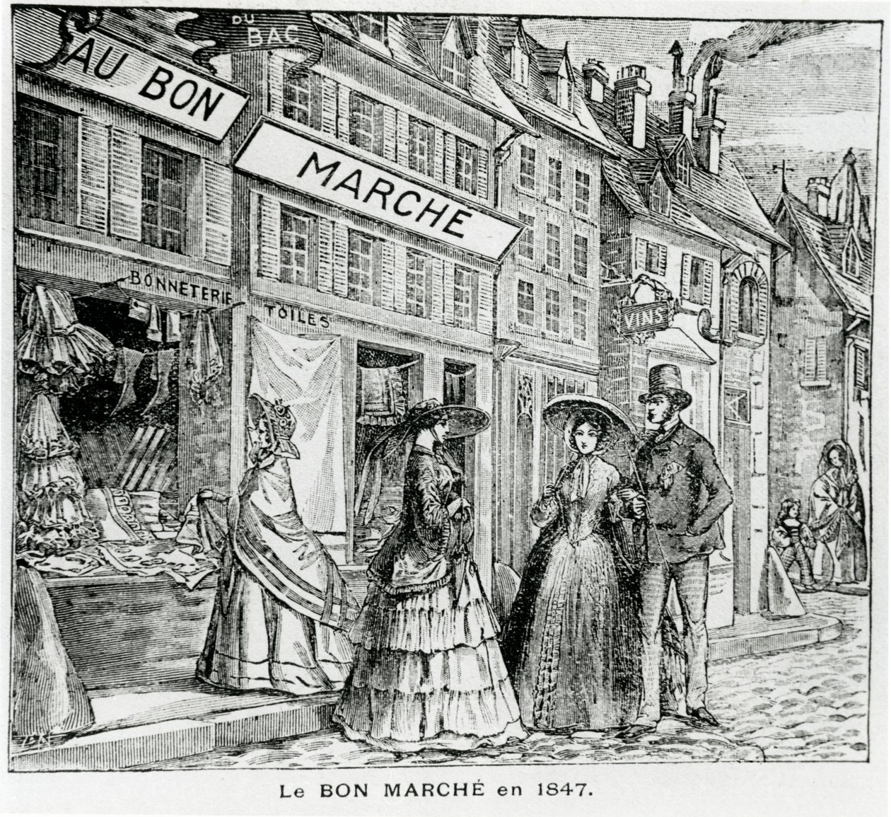 1847年にパリのリュデュバックにあるボンマルシェショップ 作： フランス語学校