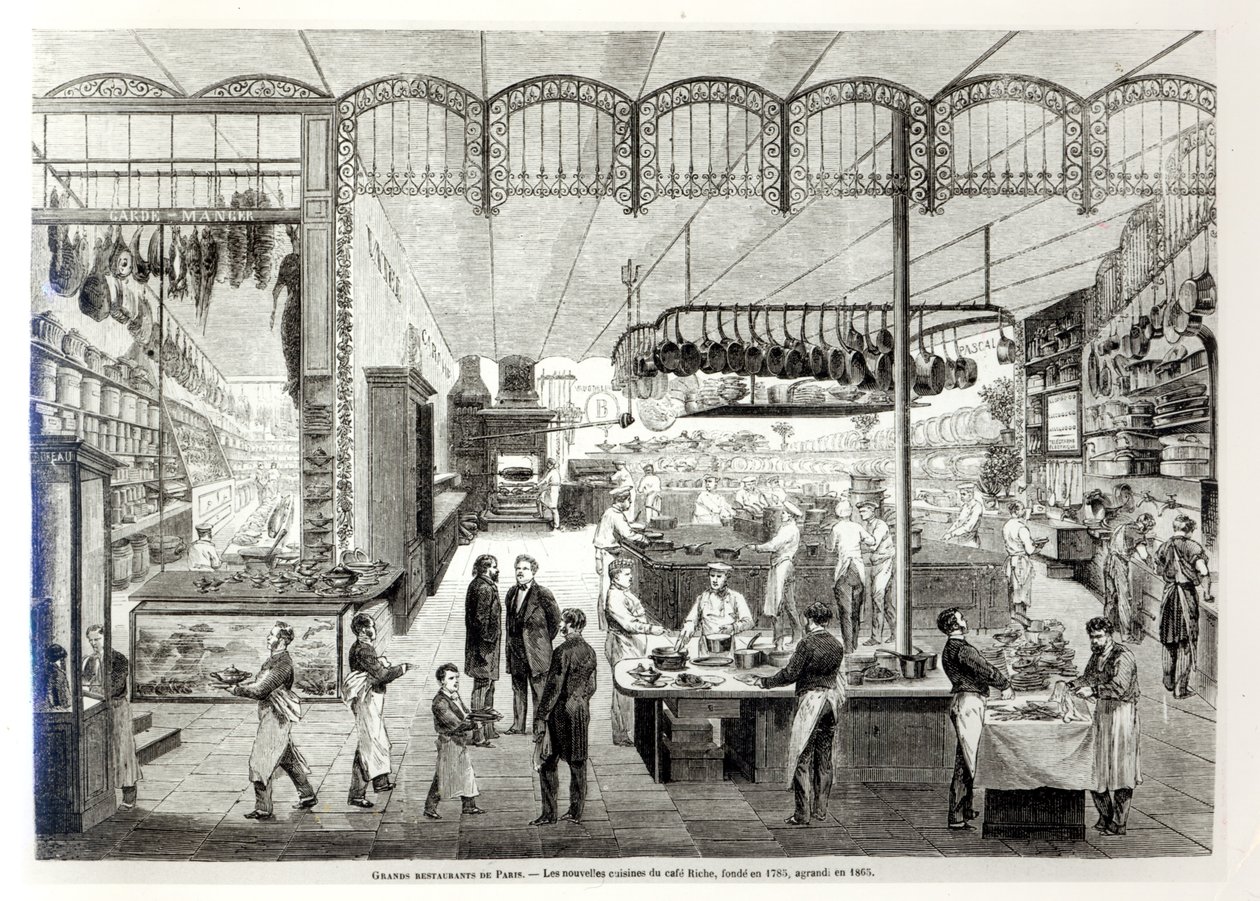 カフェ・リッシュの新しいキッチン、1866 作： フランス語学校
