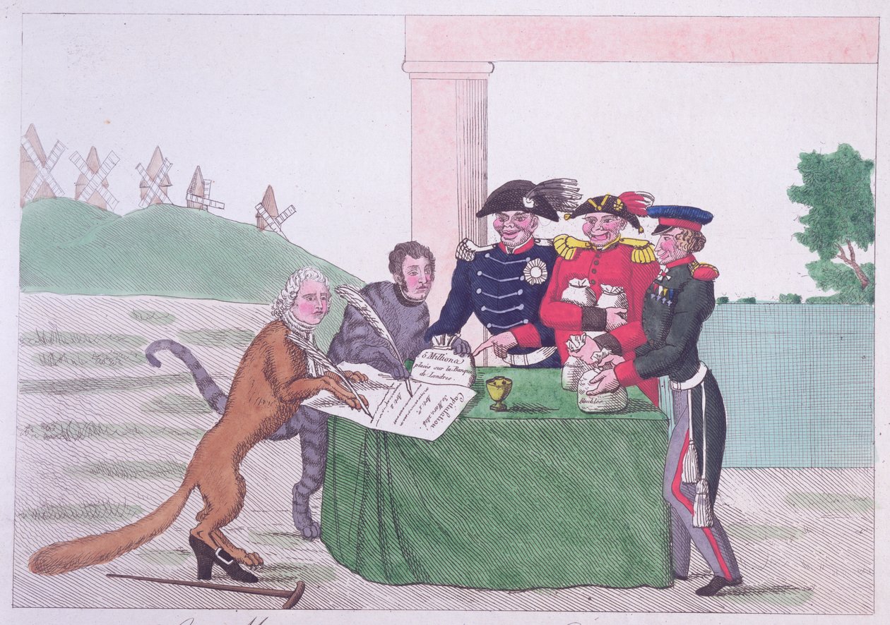 降伏、チャールズ・モーリス・ド・タレイラン・ペリゴール（1754-1838）の風刺画、1814年3月30日 作： フランス語学校